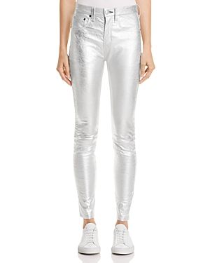 rag & bone/Jean High-Rise Skinny Jeans in Silver Metallic | Bloomingdale's (US)