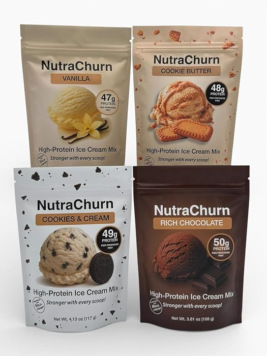 NutraChurn High-Protein Ice Cream Mix Starter Pack for Ninja Creami, ~50g Protein Per Pint, Healt... | Amazon (US)