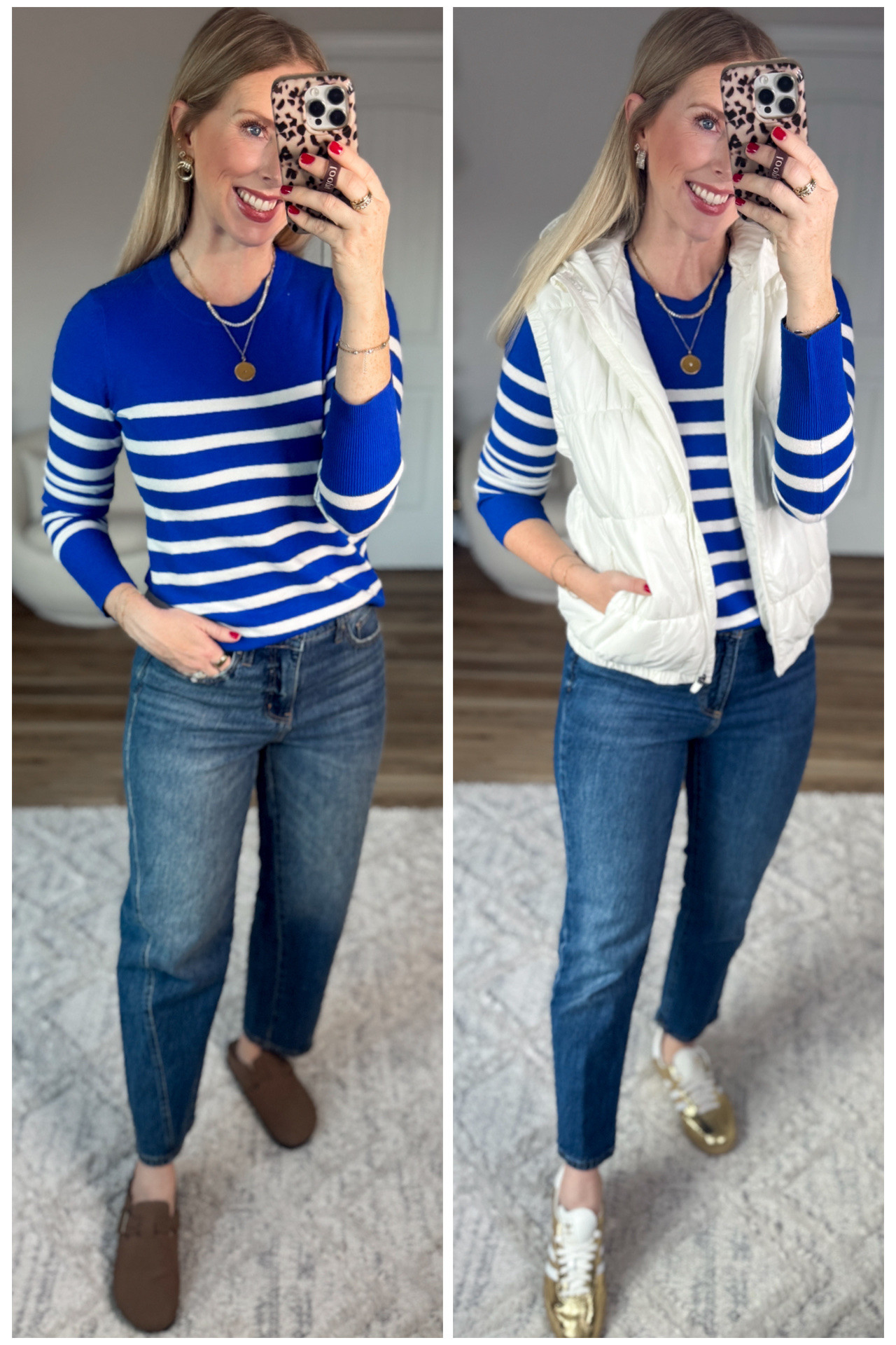 2 ways to style this blue striped sweater from Walmart! 

#LTKootd #LTKFindsUnder50