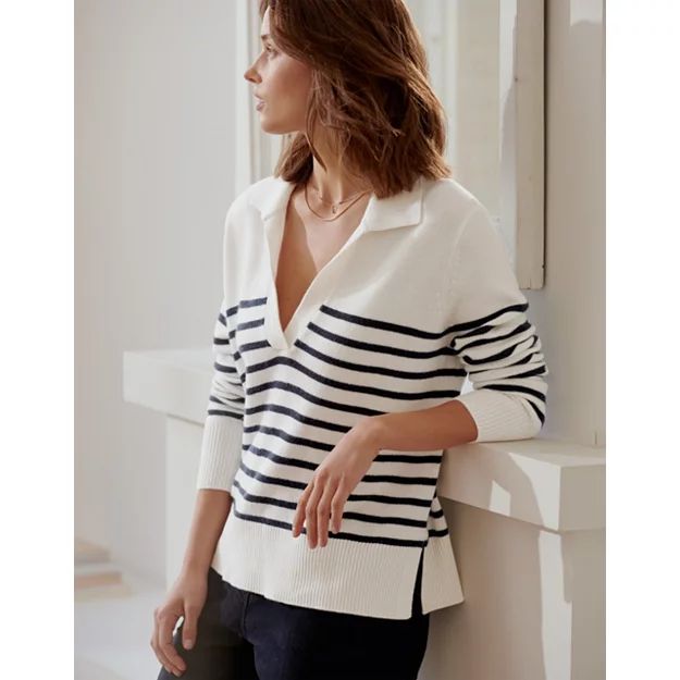 Stripe Collared Sweater With Cashmere | The White Company (UK)