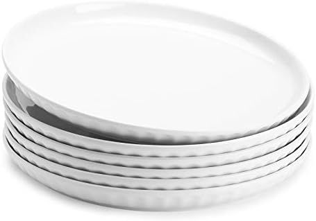 Sweese 156.001 Porcelain Fluted Dinner Plates - 10 Inch - Set of 6, White | Amazon (US)