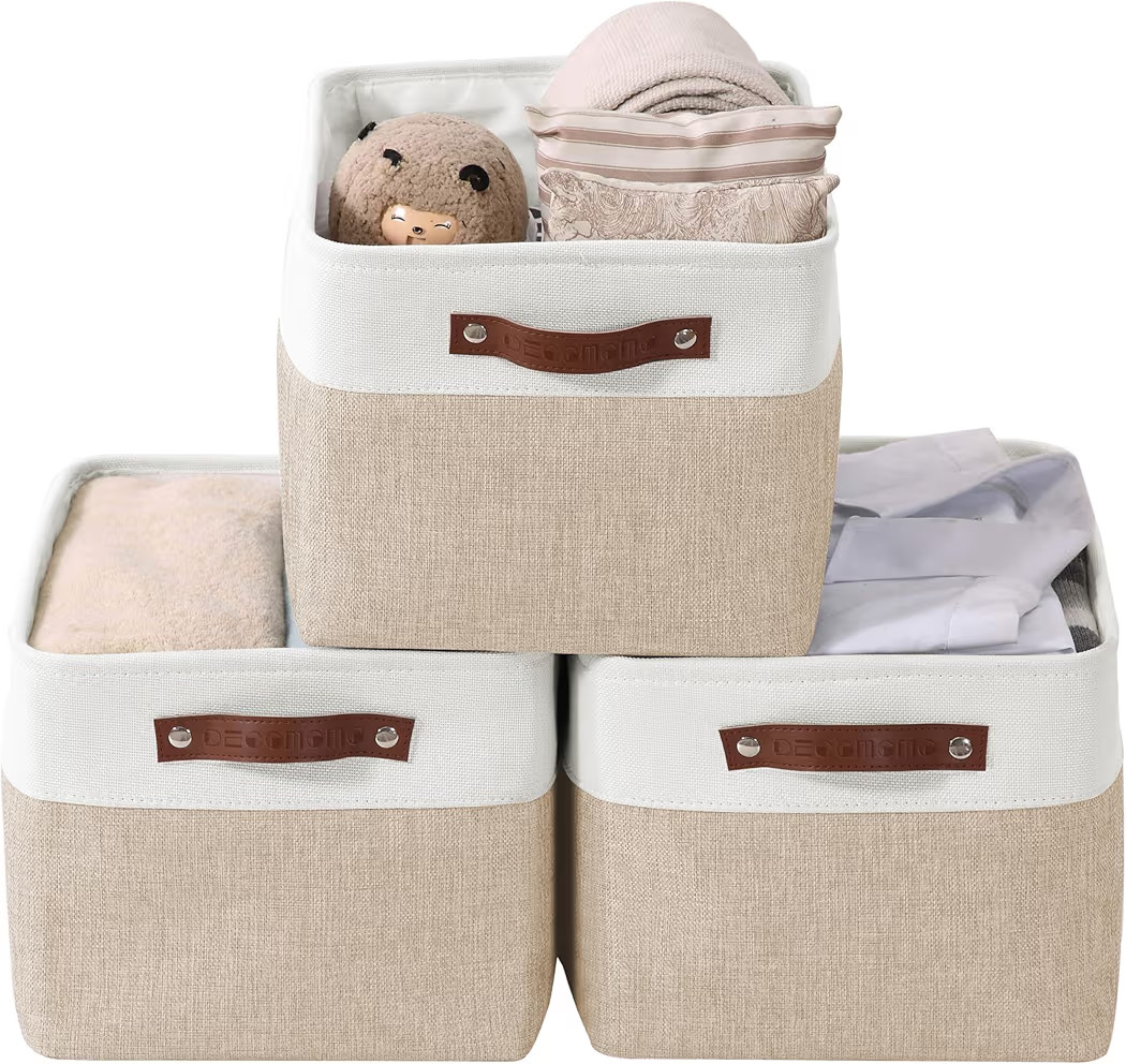 DECOMOMO Storage Baskets for Shelves - Fabric Storage Bins, Linen Closet Organizers and Storage (... | Amazon (US)