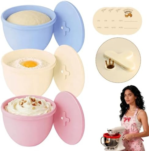 3 Pack Multicolor Silicone Liners with Lids for KitchenAid Tilt-Head 7 Qt Mixers, Kitchen Helper ... | Amazon (US)