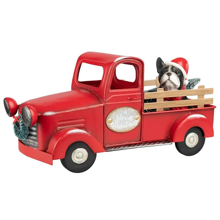 Holiday Time Antique Red Metal Truck With Dog Tabletop Decoration, 13"x6" - Walmart.com | Walmart (US)