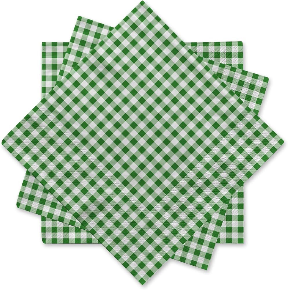 Gatherfun Disposable Napkins Paper, Green Plaid for Saint Patrick's Day Party (3-Ply, pack of 50) | Amazon (US)