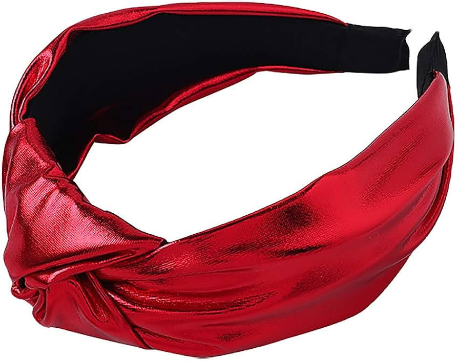 Fashion Patent Leather Headband for Women Teens Girls - Simple Solid Color Bow Knot Hairband Wome... | Amazon (US)