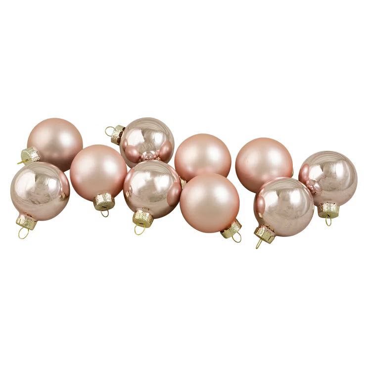 Northlight 10ct Baby Pink Glass 2-Finish Christmas Ball Ornaments 1.75" (45mm) | Target