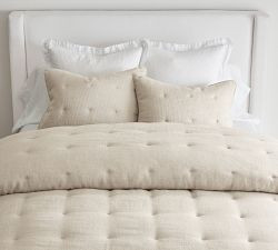 European Flax Linen Tufted Waffle Comforter | Pottery Barn (US)