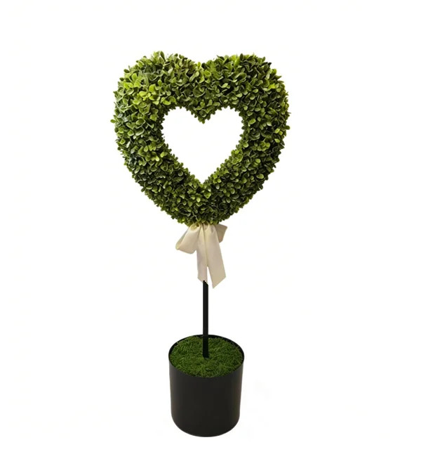Valentine's Day Artificial Boxwood Decoration, 30'' Fake Heart-Shaped Topiary Tree, Faux Love Top... | Walmart (US)
