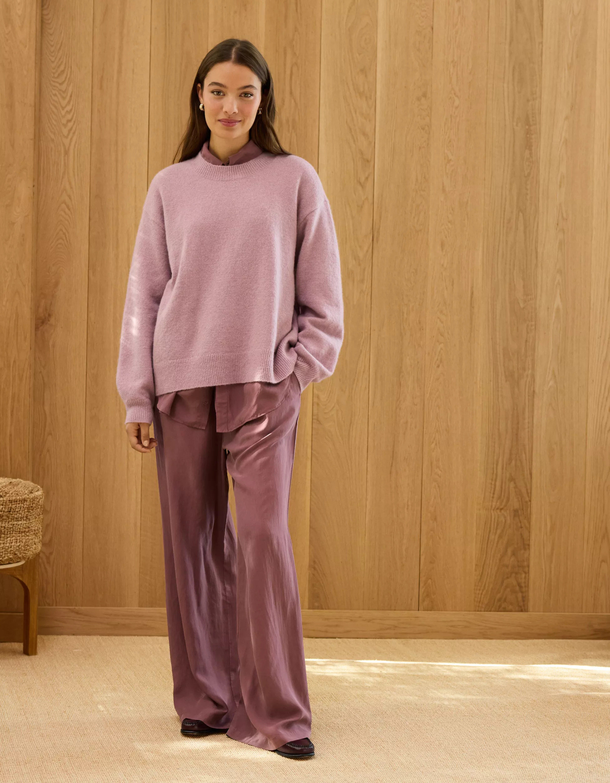 AE77 Premium Cashmere-Blend Crew Neck Boyfriend Sweater | American Eagle Outfitters (US & CA)