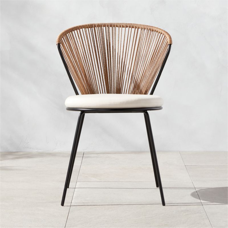 Peek Modern Rattan Outdoor Dining Chair with Ivory Sunbrella Cushion + Reviews | CB2 | CB2