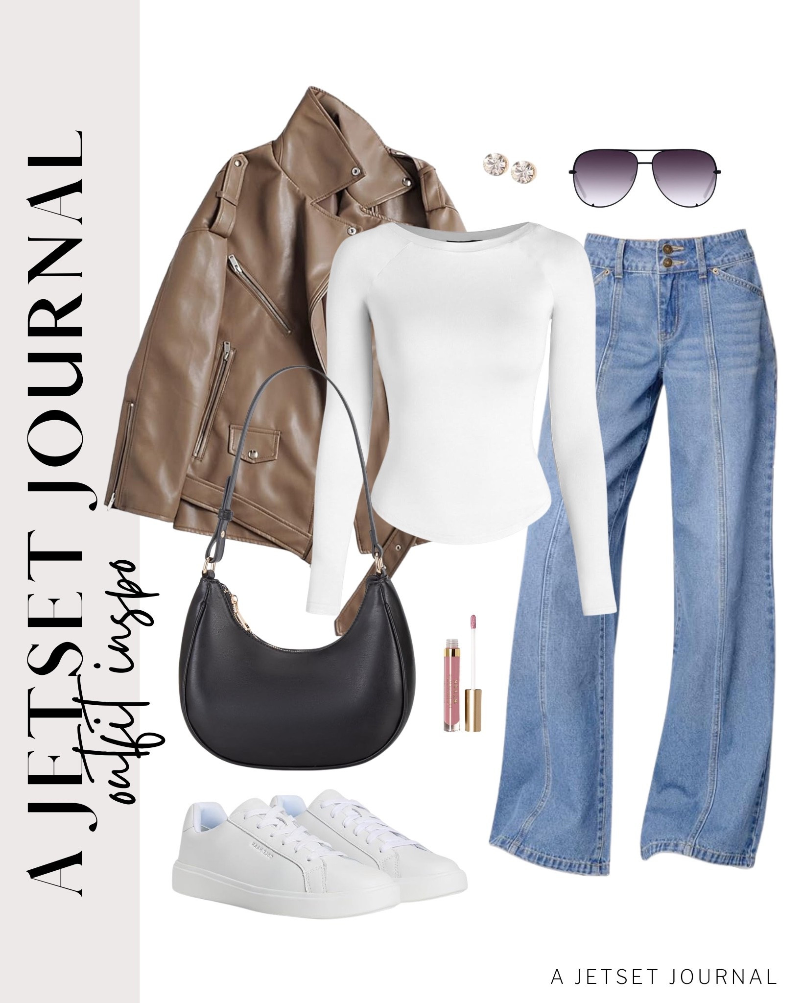 I’m loving how cute this outfit is. Perfect for travel and everyday wear!
faux leather jacket, wide leg jeans, square sunglasses, stilla liquid lip, casual outfit, ways to style, casual outfit inspo, capsule wardrobe, favorite finds, top picks, mom outfit, everyday style, transitional style, trendy look, viral style, affordable look, amazon favorites, spring outfit idea

#LTKSeasonal #LTKootd #LTKU