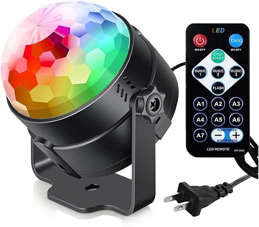 Sound Activated Party Lights with Remote Control Dj Lighting, RGB Disco Ball, Strobe Lamp 7 Modes... | Amazon (US)