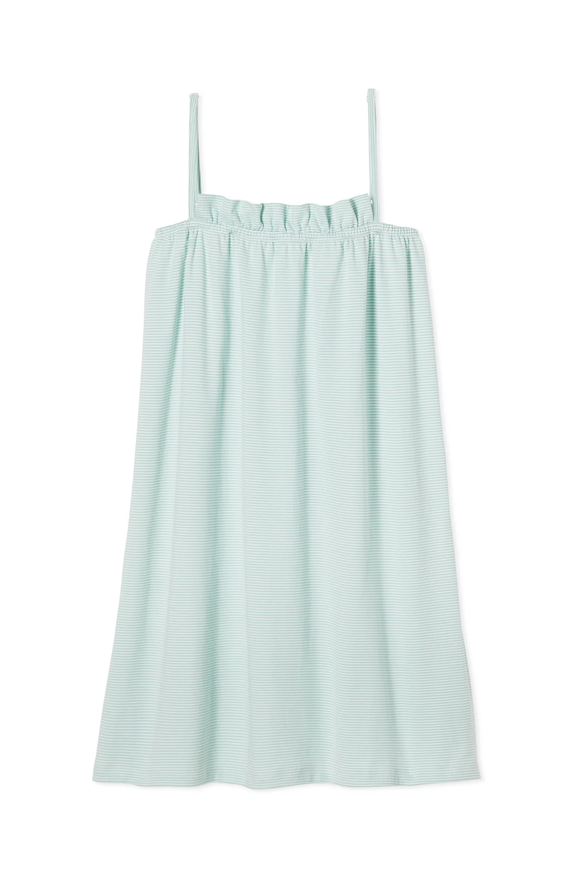 Pima Ruffle Nightgown in Parisian Green | Lake Pajamas