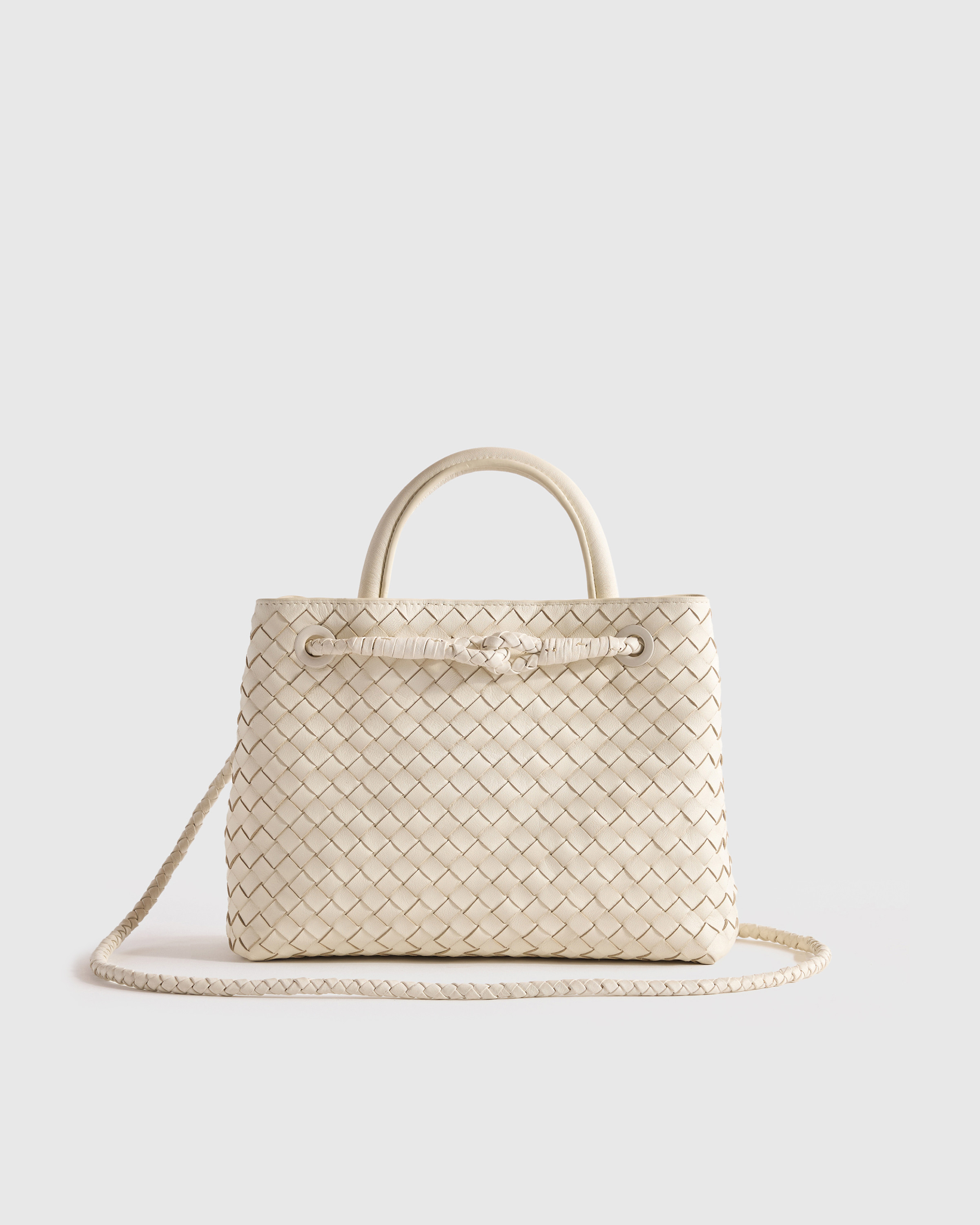 Quince | Women's Italian Leather Handwoven Mini Satchel in Bone | Quince