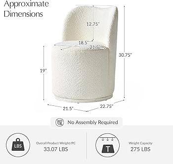 HULALA HOME Boucle Swivel Dining Chair - Sherpa Upholstered Barrel Kitchen Chairs with 360 Degree... | Amazon (US)