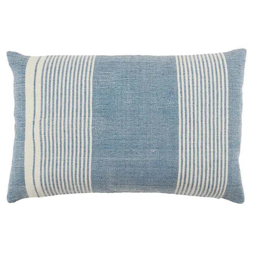 Jaipur Living Carinda Modern Classic Blue Striped Outdoor Lumbar Pillow - 13x21 | Kathy Kuo Home