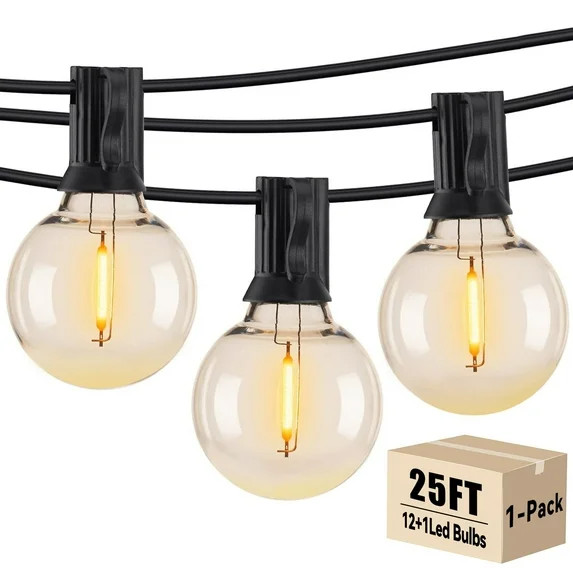 DAYBETTER 25ft Outdoor String Lights, G40 Globe Patio Lights with 12 Bulbs, Waterproof Connectabl... | Walmart (US)