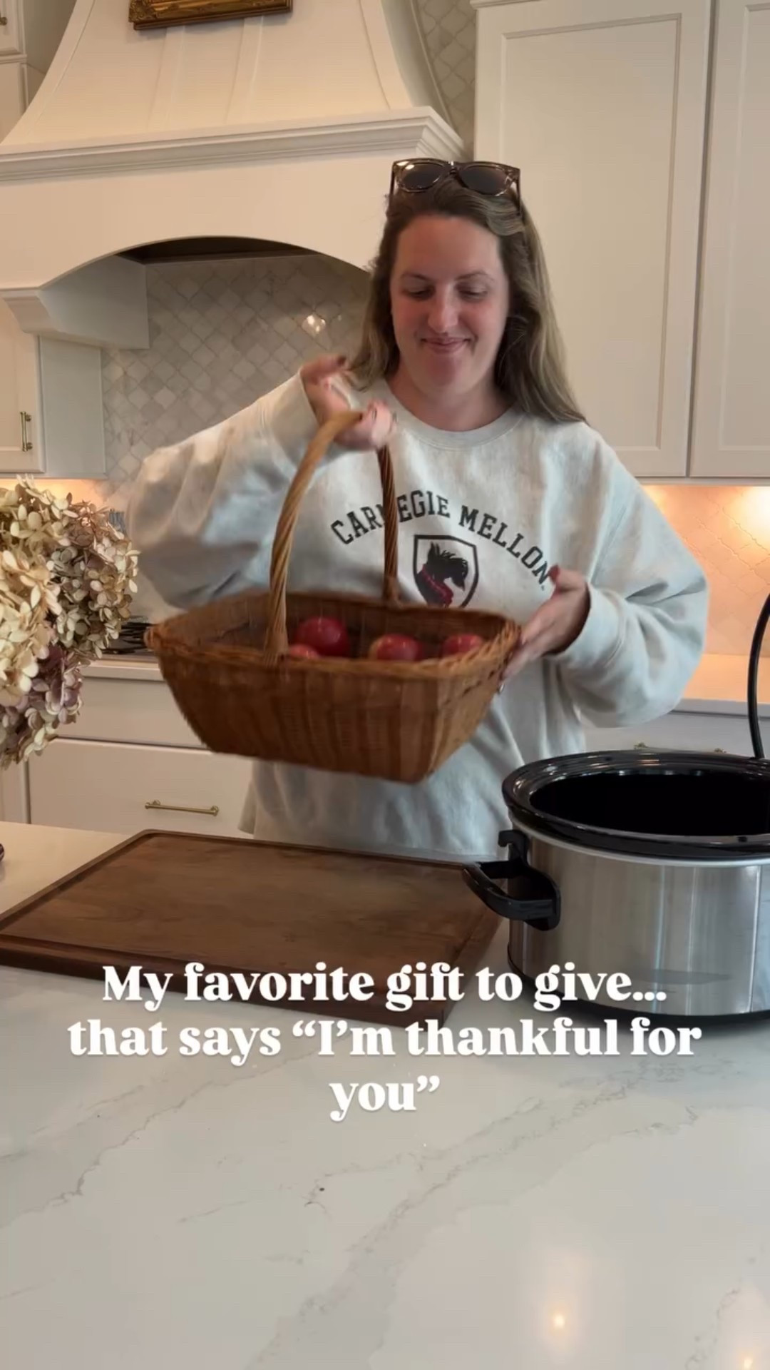 Feeling so thankful these days 💙 Nothing says love more than homemade and I love spoiling my people! And best part, it’s super affordable to make a big batch that gifts to several people. This batch made a ton!! It was SOO easy to make. Just set and forget it in a crock pot! 



🍎 Homemade Apple Butter — the sweetest way to say “thank you” 🍂

All you need:
• 5½ lbs sweet apples (Golden Delicious, McIntosh, Fuji, or Gala — no need to peel!)
• 1 cup brown sugar
• ¾ cup white sugar
• 1 Tbsp cinnamon
• ¼ tsp salt
• ⅛ tsp ground cloves
• 1 vanilla bean (or 1½ tsp vanilla extract)

How to make it:
1️⃣ Chop apples and toss into a slow cooker.
2️⃣ Mix sugars, cinnamon, salt, and cloves in a bowl, then pour over the apples and stir.
3️⃣ Cover and cook on low for 10 hours.
4️⃣ Blend until smooth, stir in vanilla, and cook uncovered for 2 more hours, stirring now and then.
5️⃣ Cool, jar it up, and store in the fridge — it keeps for about 2 weeks.

Spread it on biscuits, swirl into oatmeal, or gift it with a little note that says “thankful for you.” 🫶

#crockpotmeals #homemadegifts #diygifts #teachergift #thanksgiving #applebutter #cookwithme #fallrecipes

#LTKHome #LTKSeasonal #LTKGiftGuide