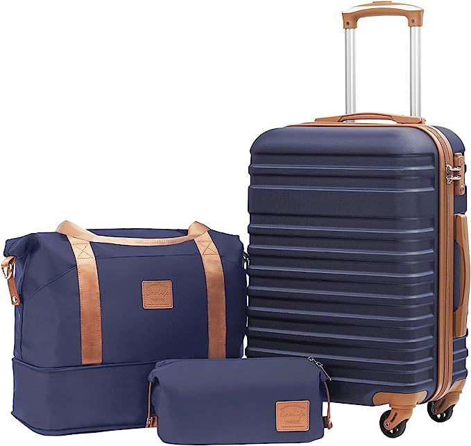 Coolife Luggage Sets Suitcase Set 3 Piece Luggage Set Carry On Hardside Luggage with TSA Lock Spi... | Amazon (US)