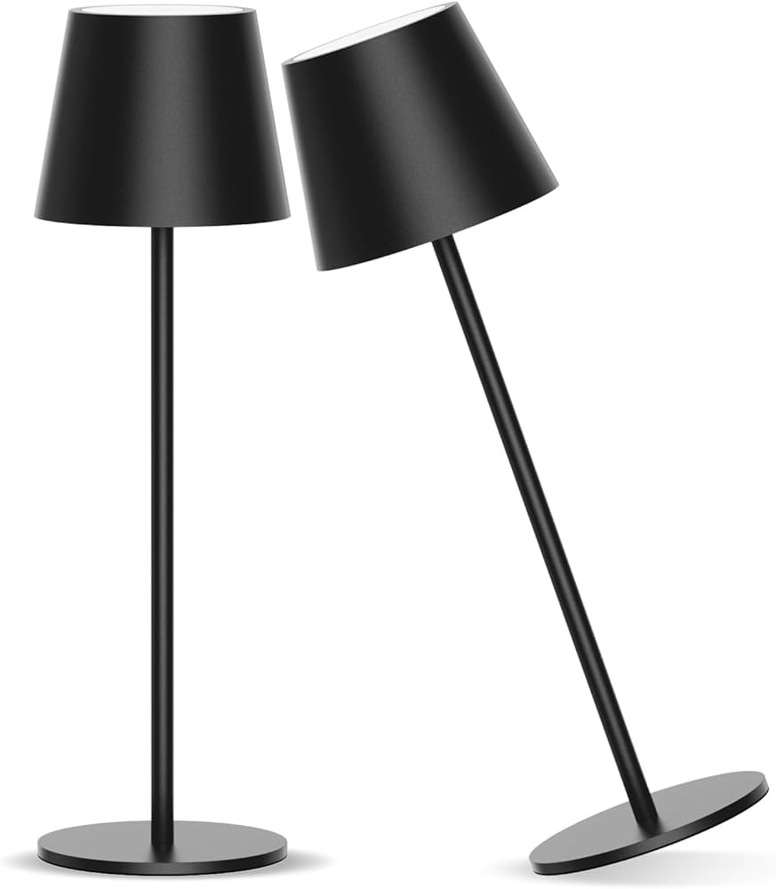 Ralbay 2 Pack Rechargeable LED Portable Black Outdoor Waterproof 3W 5000mAh Dining Table Lamps, Step | Amazon (US)