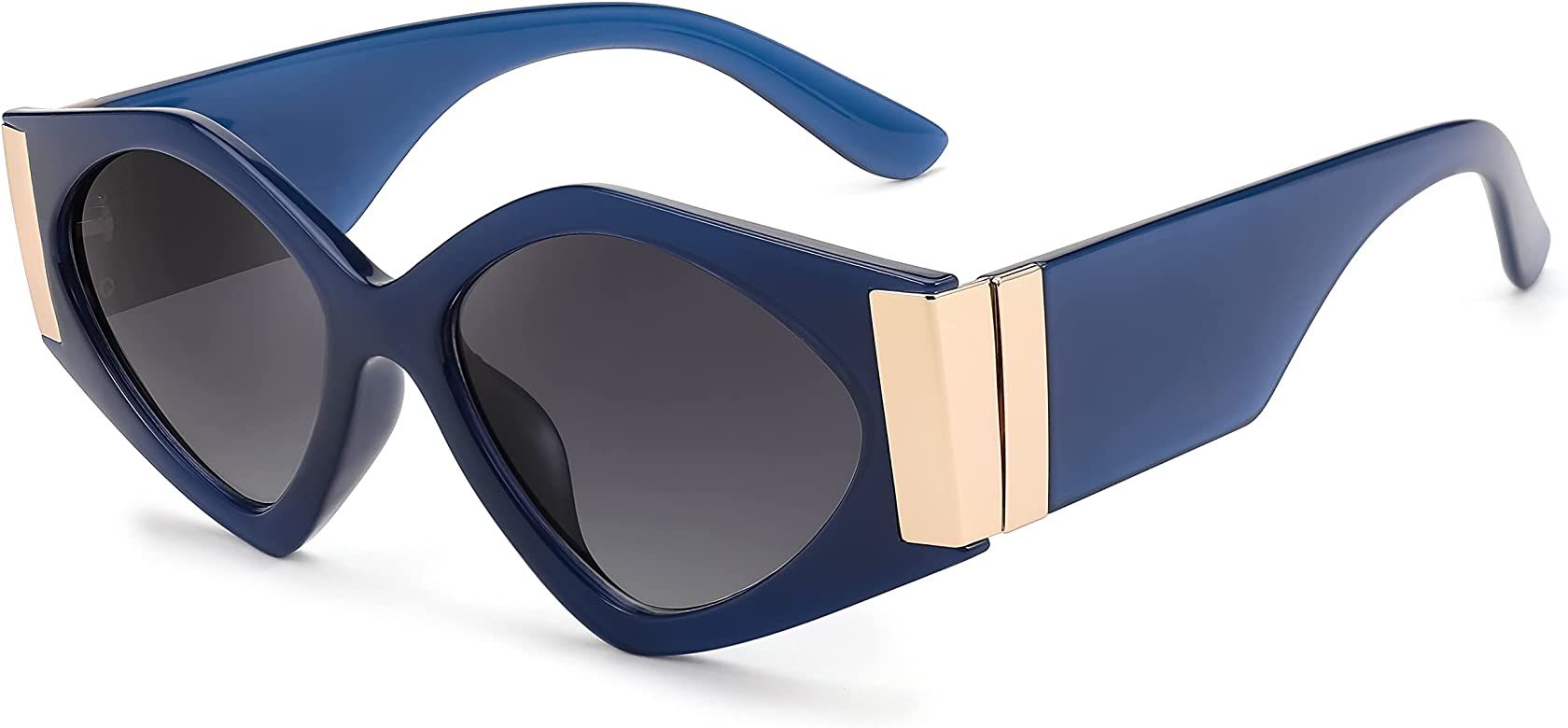 FEISEDY Fashion Irregular Cat Eye Sunglasses for Women Retro Trendy Sun Glasses Chic Shades UV400... | Amazon (US)
