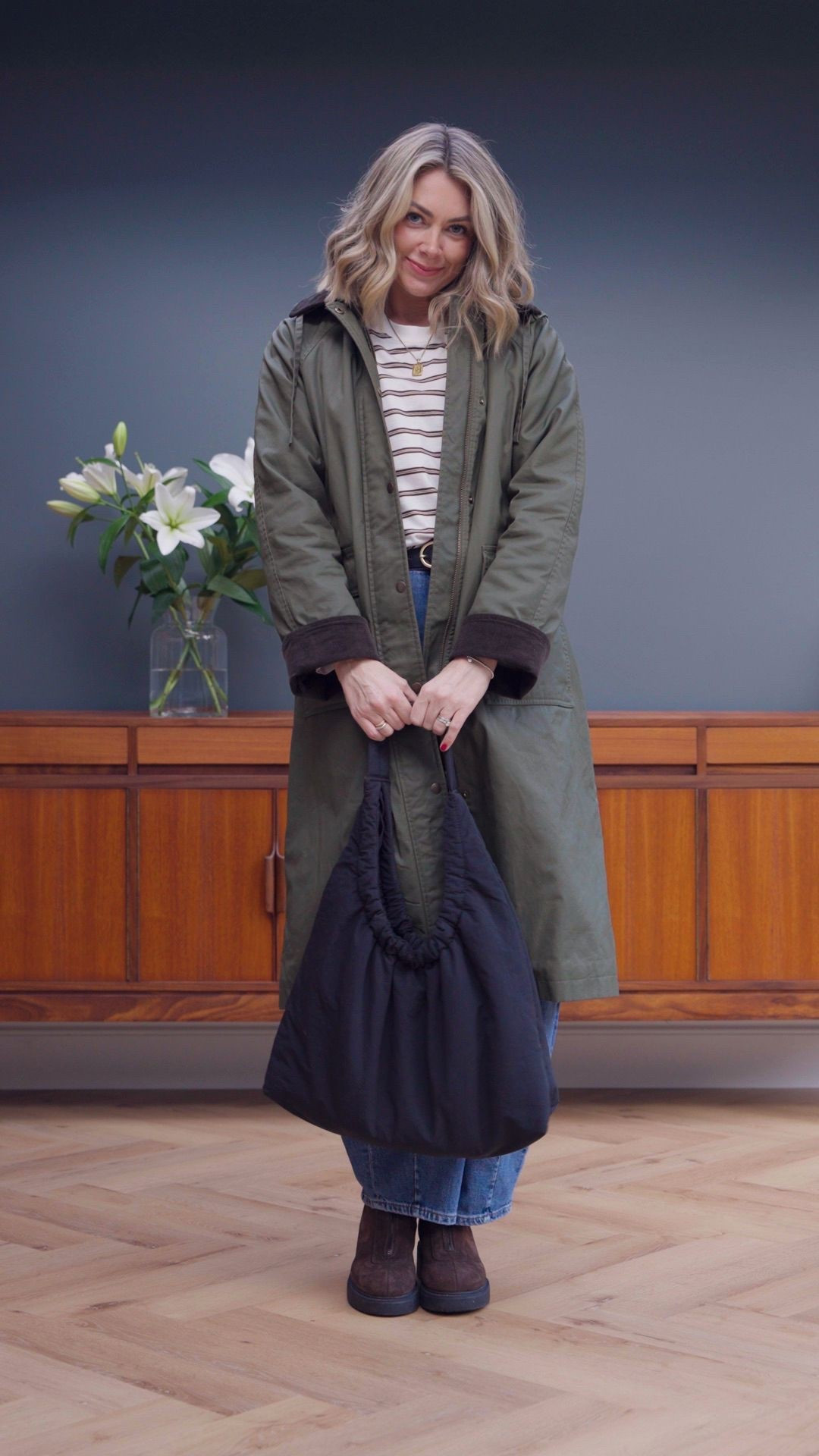 Keeping it classic with M&S ✨ Horseshoe jeans + striped tee, finished with a waxed hooded longline Mac and bag — effortless style for any day.

#LTKstyletip #LTKautumn #LTKuk