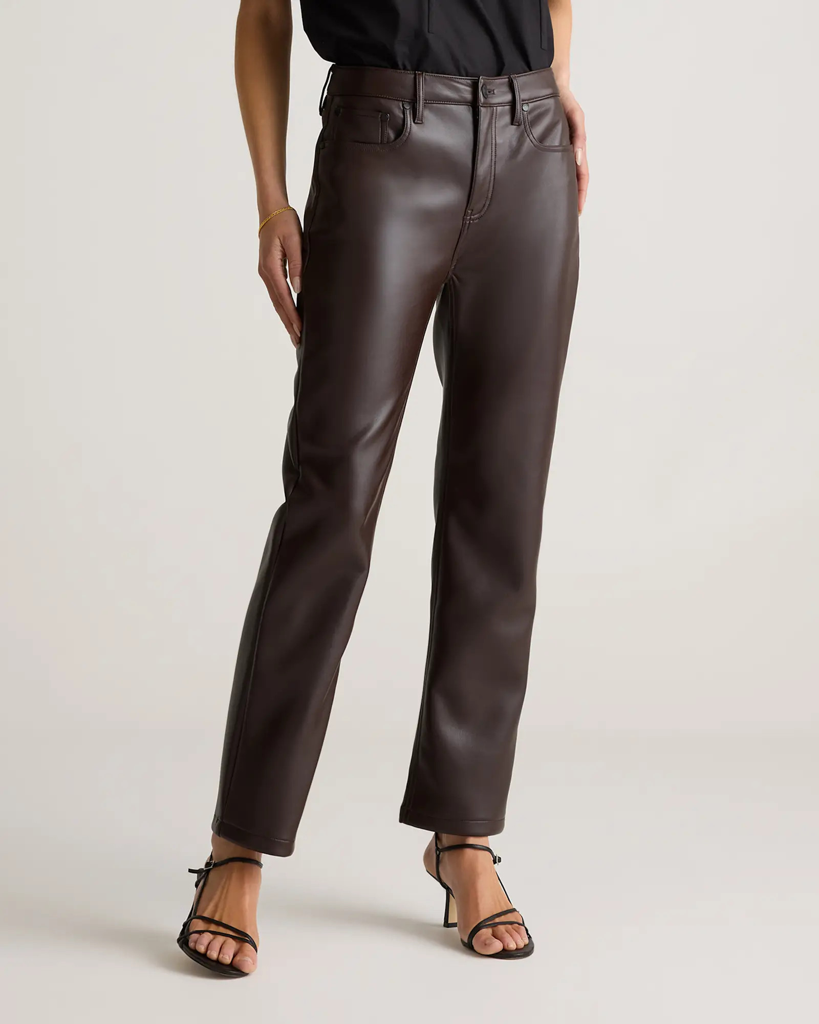 Vegan Leather Straight Leg Pants in Espresso | Quince