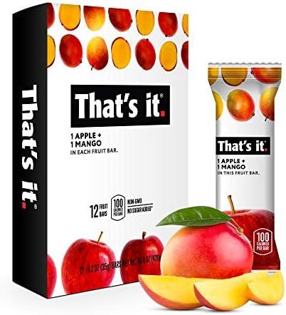That's it. Apple + Mango 100% Natural Real Fruit Bar, Best High Fiber Vegan, Gluten Free Healthy ... | Amazon (US)