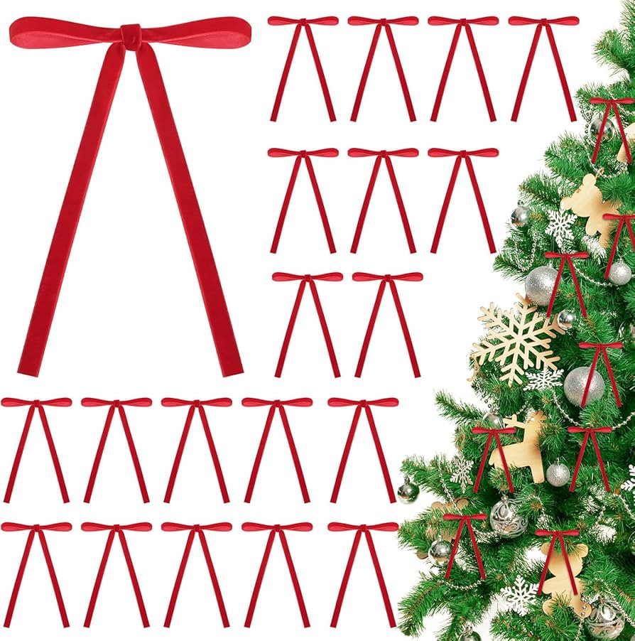 40 Pieces Velvet Bows for Christmas Tree, Velvet Clip on Bow Ornaments for Christmas Decorations(... | Amazon (US)