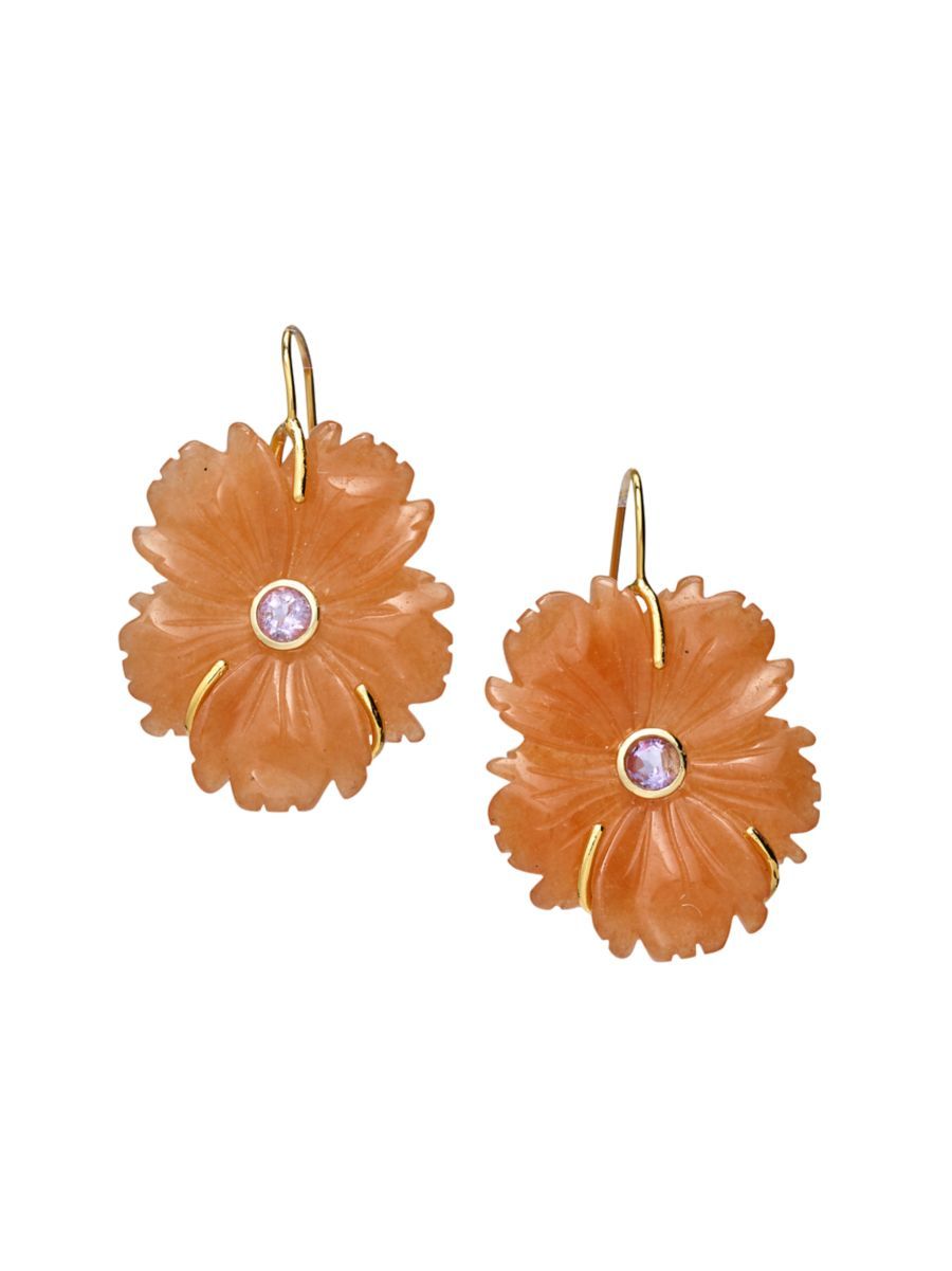 The Great Escape New Bloom Goldtone, Aventurine, & Amethyst Flower Drop Earrings | Saks Fifth Avenue