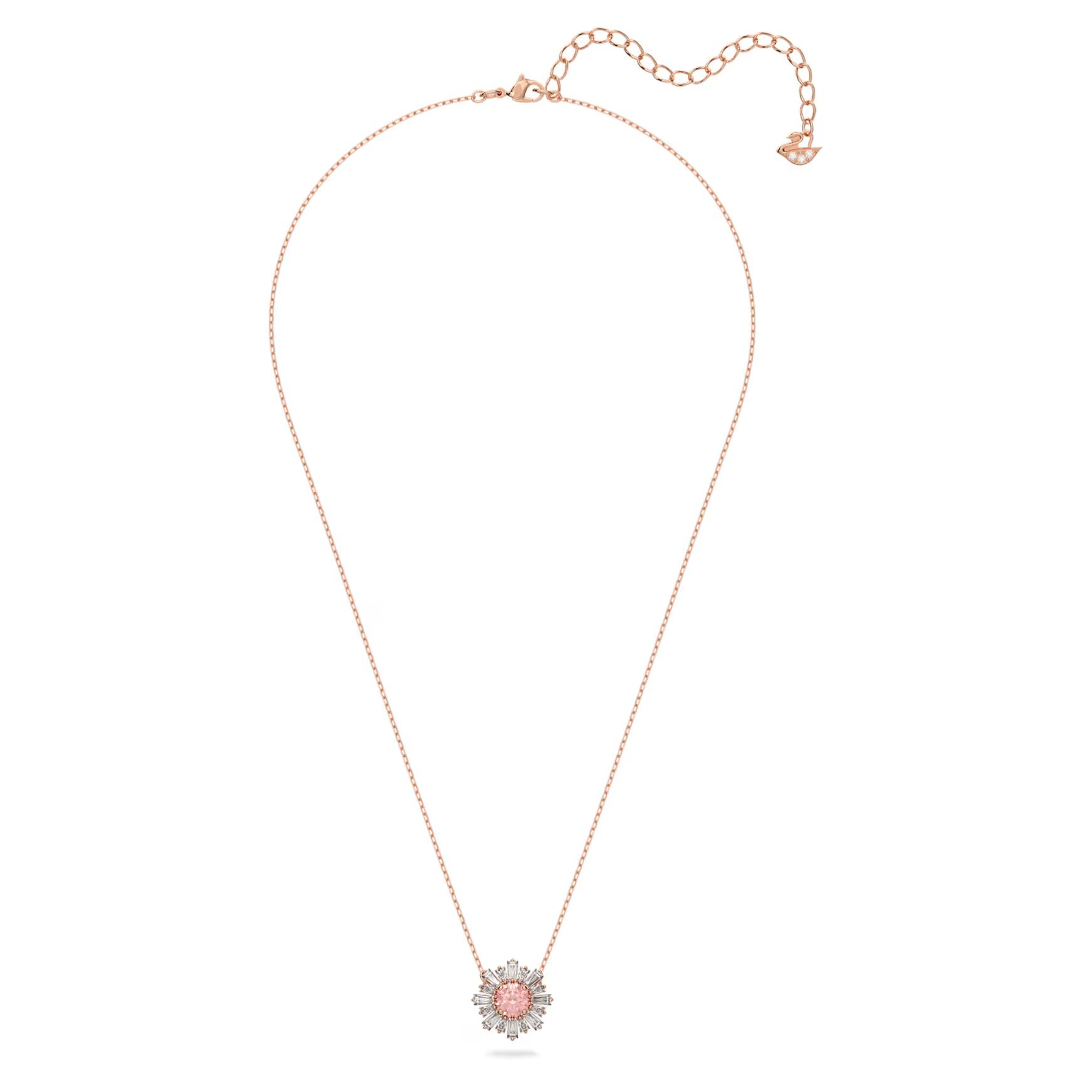 Idyllia pendant, Mixed cuts, Sun, Pink, Rose gold-tone plated by SWAROVSKI | SWAROVSKI