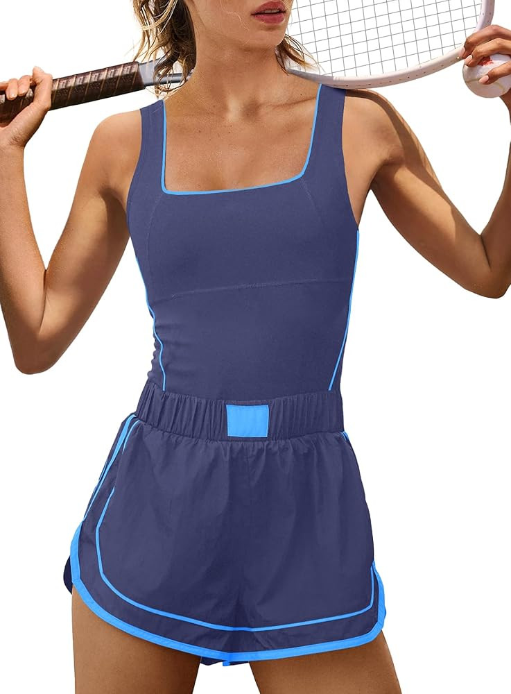 Yanekop Womens Athletic Romper Sleeveless Workout Jumpsuits Exercise Active Rompers One Piece Out... | Amazon (US)