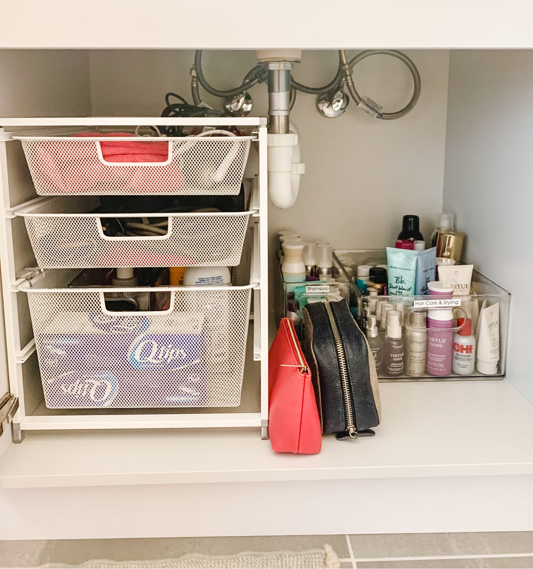 Keeping your beauty products organized under the sink with ease with these drawers and clear bins. 

#LTKhome #LTKbeauty