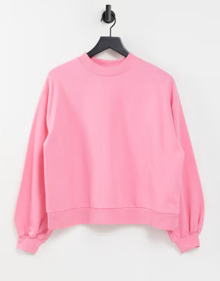 ASOS DESIGN lounge co-ord oversized deep rib collar sweat in pink | ASOS (Global)
