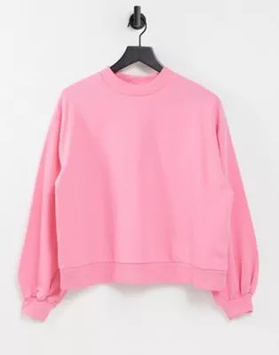 ASOS DESIGN lounge co-ord oversized deep rib collar sweat in pink | ASOS (Global)