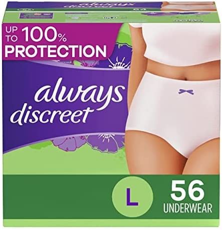 Always Discreet Incontinence & Postpartum Incontinence Underwear for Women, Large, Maximum Protec... | Amazon (US)