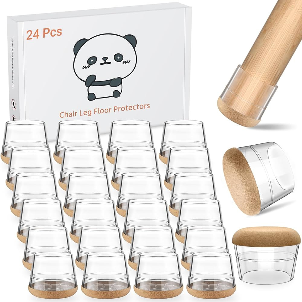24 PCS Silicone Chair Leg Floor Protectors Medium Fit (0.95"-1.1") Rubber Felt Furniture Pads Cha... | Amazon (US)