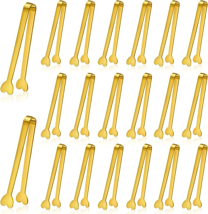 20-Packs Mini Serving Tongs, Stainless Steel Small Appetizers Tongs, Metal Kitchen Tongs, Ice Sug... | Amazon (US)