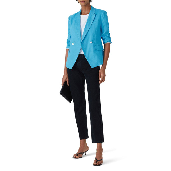 rag & bone Fletcher Linen Blazer blue | Rent the Runway