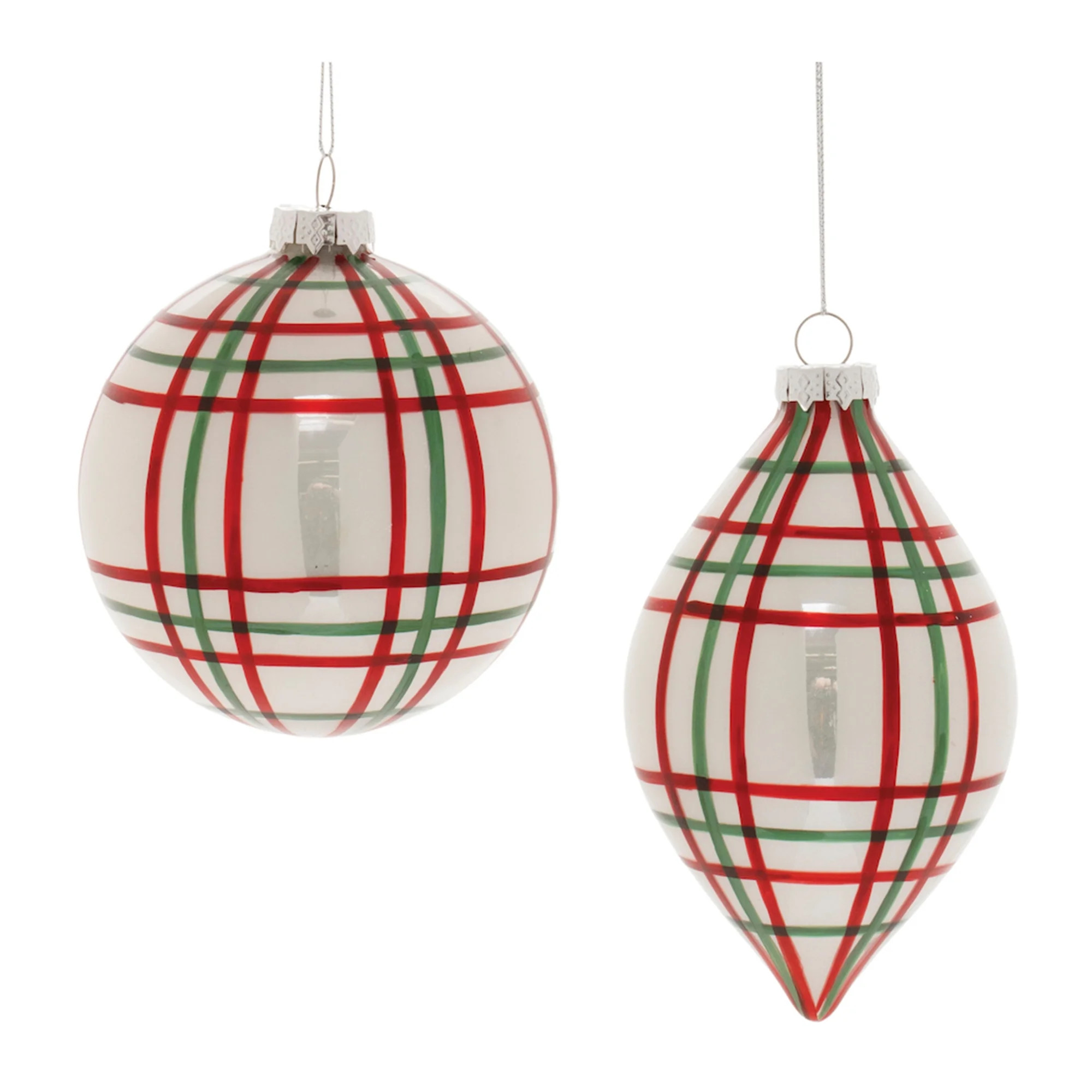 The Holiday Aisle® Red and Green Plaid Glass Ornament (Set of 6) | Wayfair | Wayfair North America