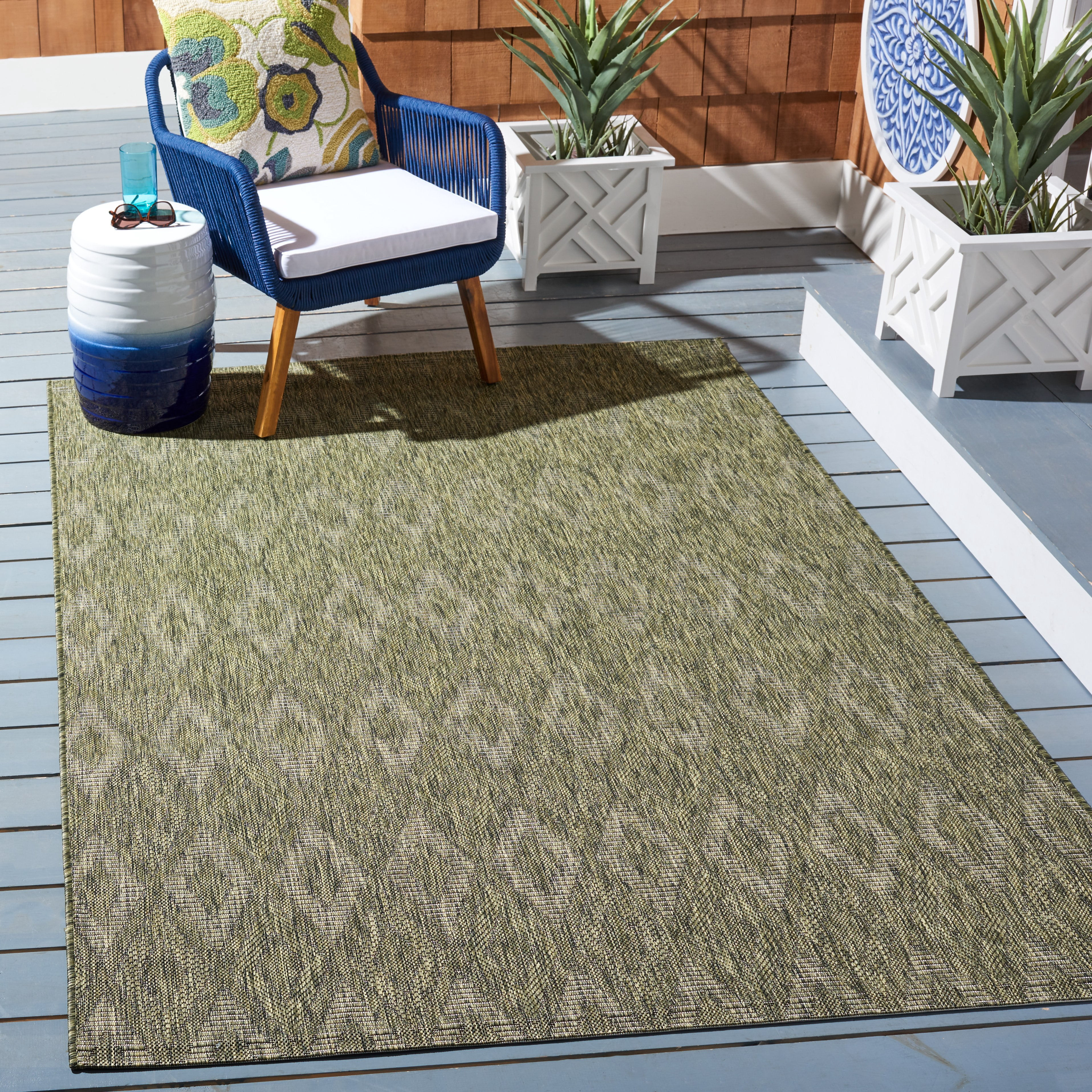 Safavieh Courtyard Teodor Geometric Indoor/Outdoor Area Rug, Olive, 8' x 10' | Walmart (US)
