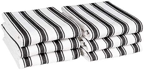 Cotton Clinic Basketweave 16x26 Kitchen Dish Tea Towels Black White - 6 Pack | Amazon (CA)