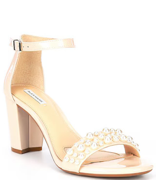 HalmarThree Patent Pearl Strap Block Heel Sandals | Dillard's