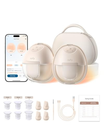 eufy Security Breast Pump S1 Pro, Heated Wearable, Slim Hands-Free with Industry-Leading HeatFlow Tech, Wireless Charging Case, App-Controlled OptiRhythm, Hospital-Grade Suction, in-Bra Use | Amazon (US)