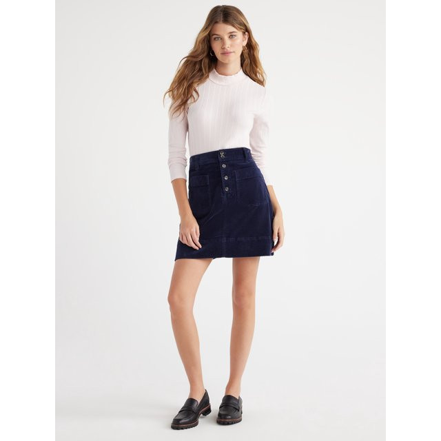 Free Assembly Women's Corduroy Patch Pocket Mini Skirt, Sizes 0-20 - Walmart.com | Walmart (US)