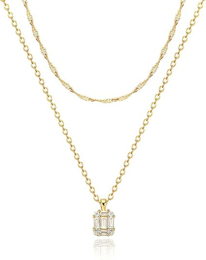 Zeffy Diamond Necklaces for Women, Dainty Gold Necklace 18k Gold Plated Layered Necklaces Simple ... | Amazon (US)