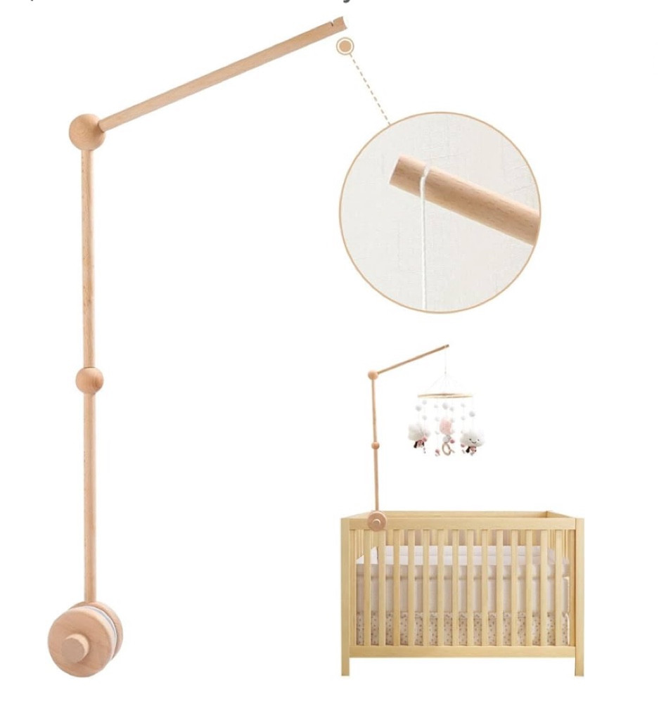 Ok so what I had no idea was that a LOT of crib mobiles come as just the mobile and you need a separate arm to actually attach them to the crib. I love this one because it’s easy to put together and I love the light wood.
I’m not the biggest fan of the plastic ones tbh, this just looks nicer (and happens to match my crib). 

#LTKbaby