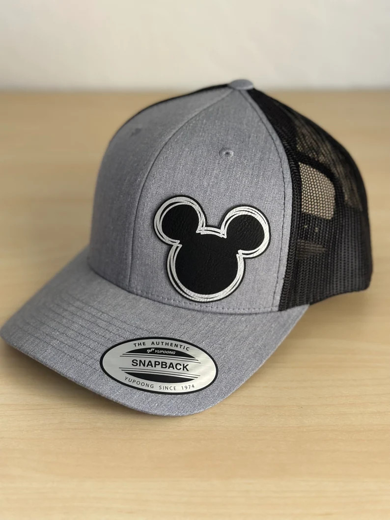 Adult Disney Mickey Mouse Outline Trucker Hat, Mens Disneyland Trucker Hat, YP6606 Leatherette Pa... | Etsy (US)