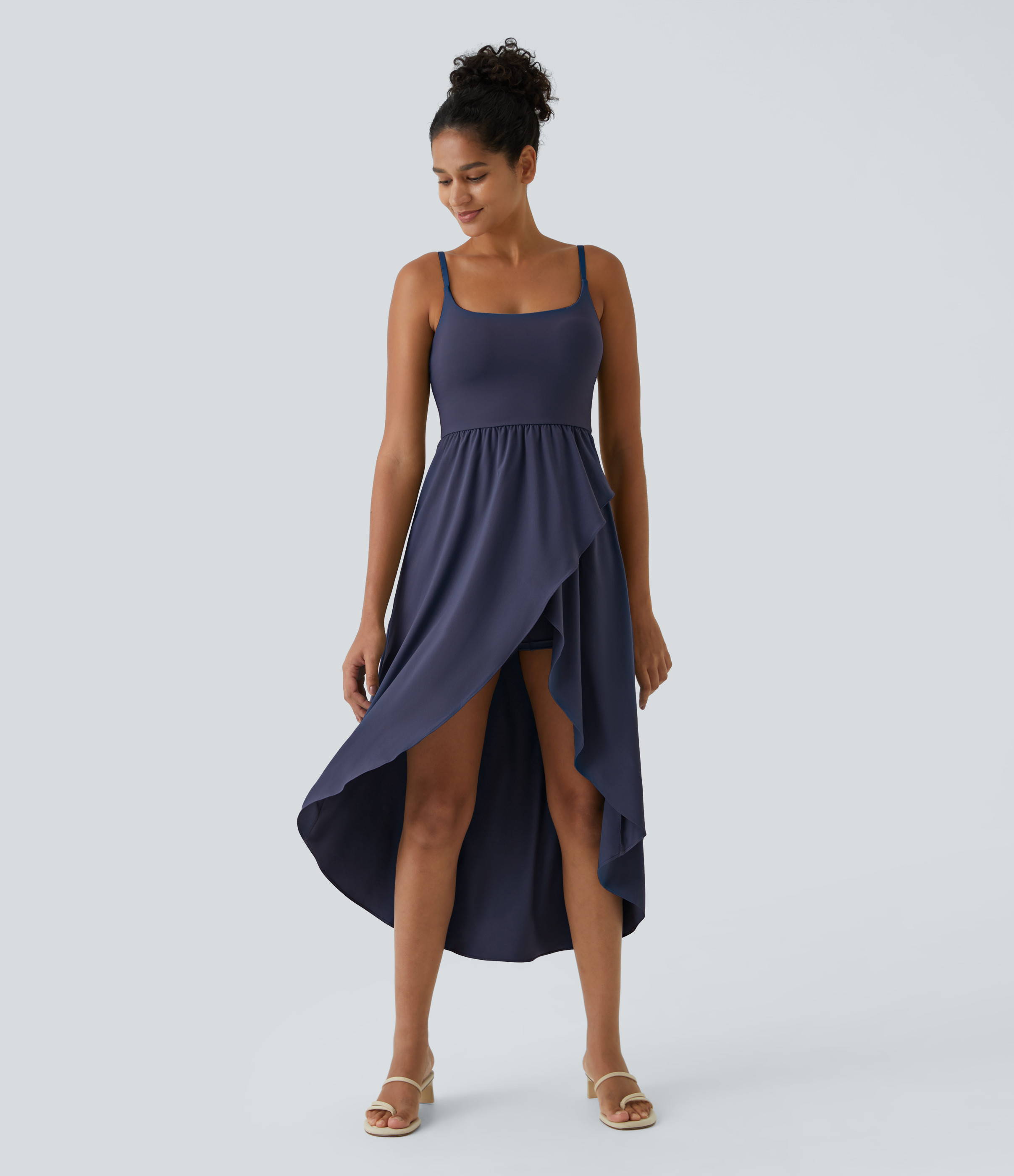 Halara Breezeful™ High Low 2-Piece Pocket Flowy Midi Quick Dry Casual Dress Casual Dress - Patriot Blue - L slip dress beach dress | HALARA